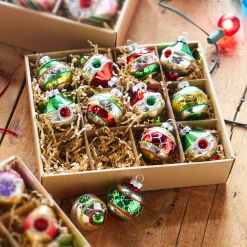 Raz Box Of 12 3.25" Vintage Glass Christmas Ornament Set 4320850