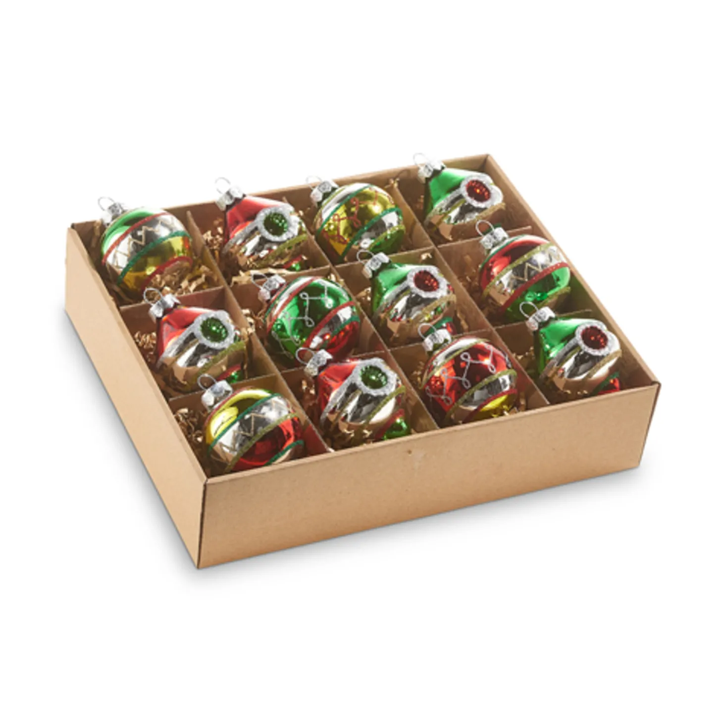 Raz Box Of 12 3.25" Vintage Glass Christmas Ornament Set 4320850