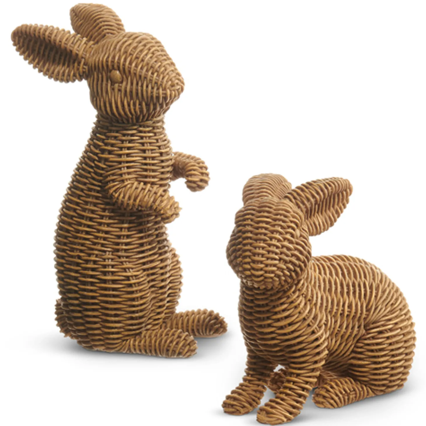 Raz Brown Basketweave Wicker Set Of 2 Rabbits Easter Decoration 4411069