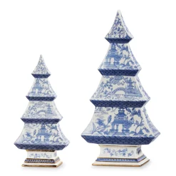 Raz Chinoiserie Delft Blue Christmas Tree Figures