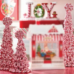 Raz Claydough Peppermint Candy Tree Christmas Figure Set Of 3 3116231