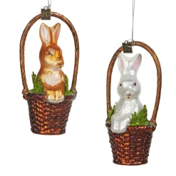 Raz Eric Cortina 5.5" Basket With Bunny Glass Easter Ornament 4453104