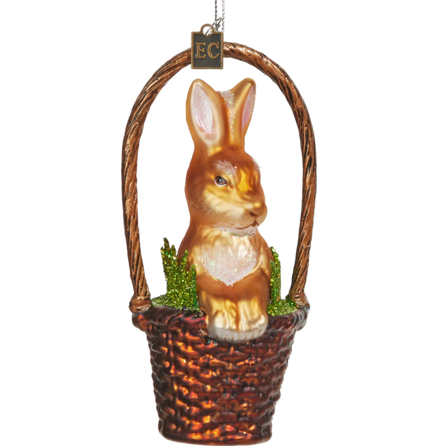 Raz Eric Cortina 5.5" Basket With Bunny Glass Easter Ornament 4453104