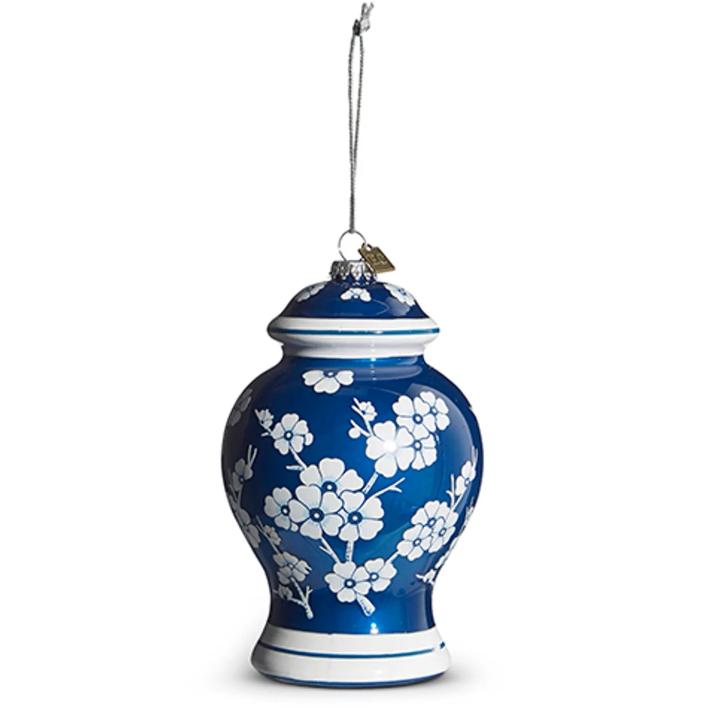 Raz Eric Cortina 6.5" Blue Delft Ginger Jar Glass Christmas Ornament 4353182