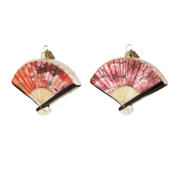 Raz Eric Cortina 4.25" Chinese Floral Fan Glass Christmas Ornament 4353138