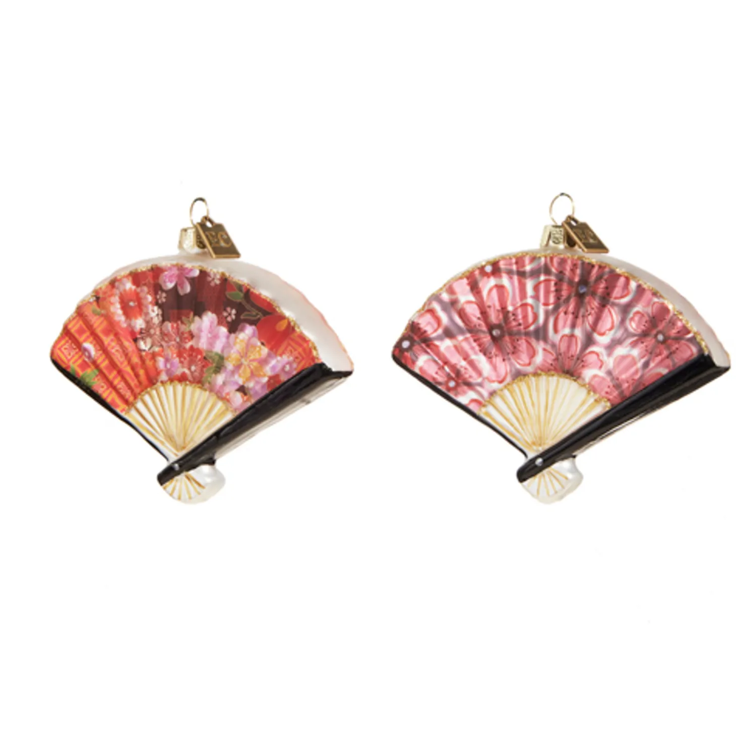 Raz Eric Cortina 4.25" Chinese Floral Fan Glass Christmas Ornament 4353138
