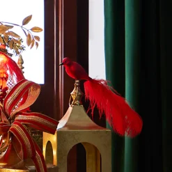 Raz Eric Cortina 12" Clip-On Red Feathered Bird Glass Christmas Ornament 4353100