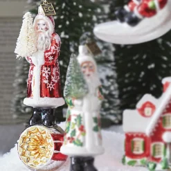 Raz Eric Cortina 6.5" Elegant Snowflake Santa With Reflector Glass Christmas Ornament 4253162