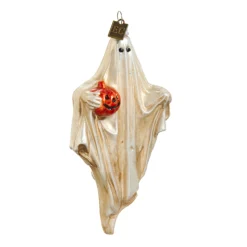 Raz Eric Cortina 5.5" Friendly Ghost With Pumpkin Glass Halloween Ornament 4453109