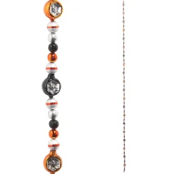 Raz Eric Cortina 6' Halloween Black And Orange Reflector Ball Glass Garland G4453120