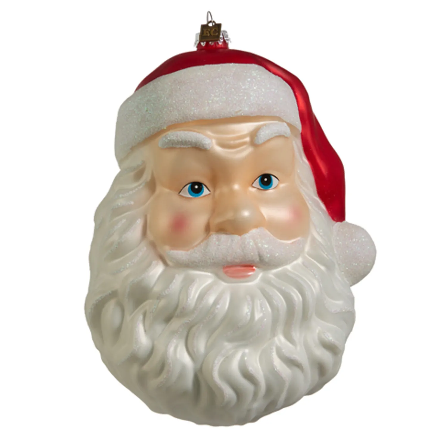 Raz Eric Cortina 8" Large Santa Face Blow Mold Glass Christmas 4453175