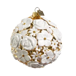 Raz Eric Cortina 4" Mixed Flower Blossom Ball Glass Christmas Ornament 4453156