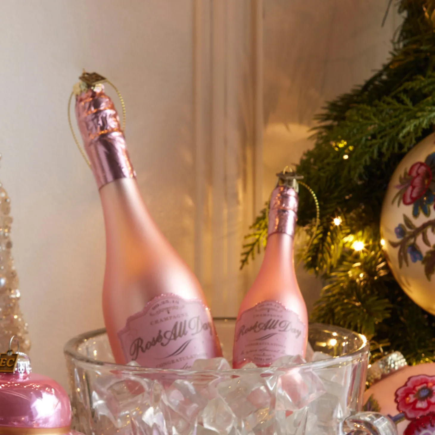 Raz Eric Cortina 5.75" Or 8.25" Congratulations Pink Champagne Glass Christmas Ornament