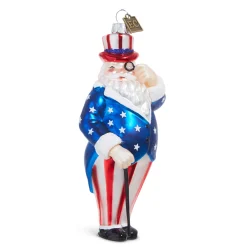 Raz Eric Cortina 5.5" Patriotic Santa Glass Christmas Ornament 4353129