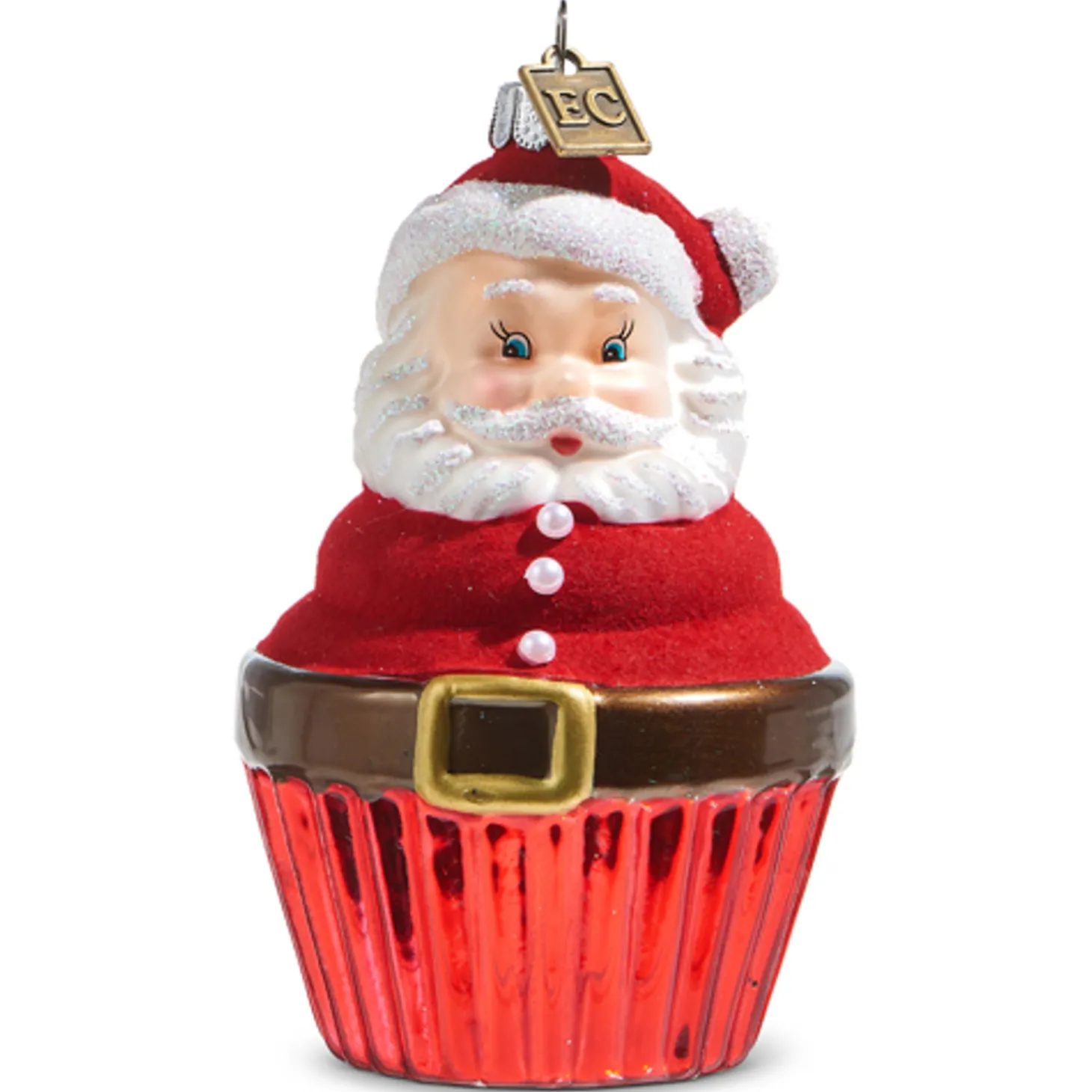 Raz Eric Cortina 4" Santa Or Snowman Cupcake Glass Christmas Ornament