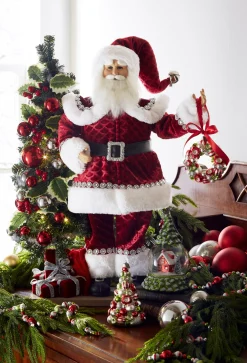 Raz Eric Cortina 24" Traditional Jeweled Santa With Lighted Christmas Tree Figure 4415628