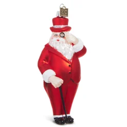 Raz Eric Cortina 5.5" Tuxedo Santa Glass Christmas Ornament 4353128