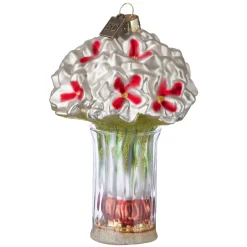 Raz Eric Cortina 5" White Amaryllis In Vase Glass Christmas Ornament 4053126