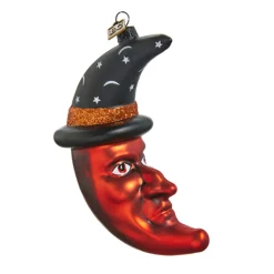 Raz Eric Cortina 4.75" Witchy Moon With Hat Glass Halloween Ornament 4453110
