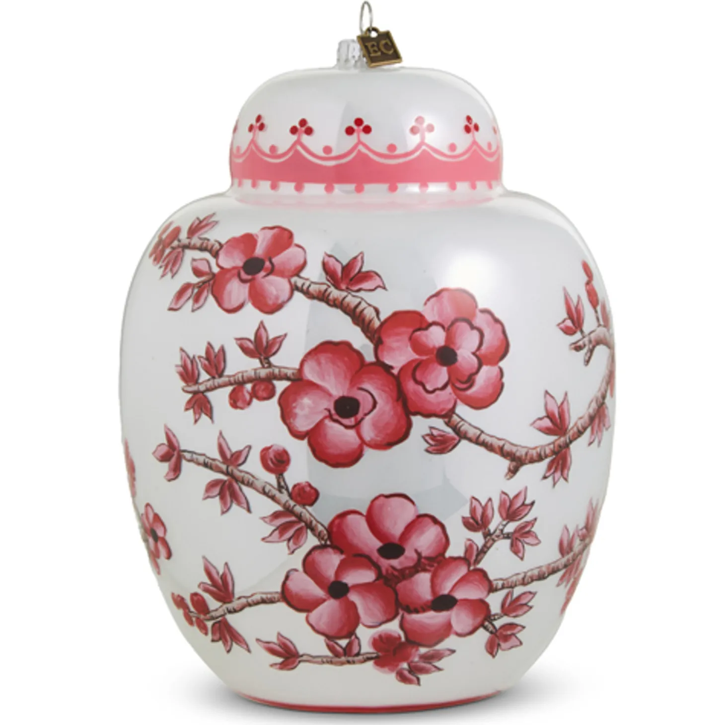 Raz Eric Cortina Large 8" Pink Ginger Jar Glass Christmas Ornament 4353143