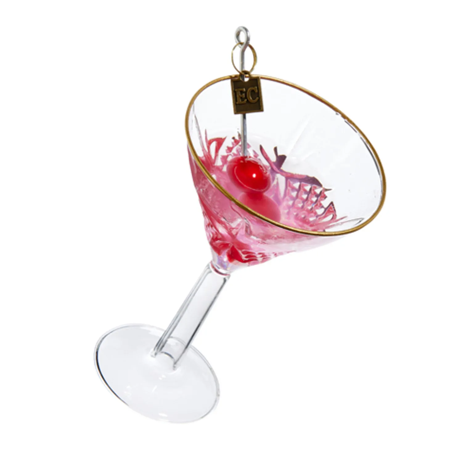 Raz Eric Cortina Pink Martini Or Champagne Glass Christmas Ornament