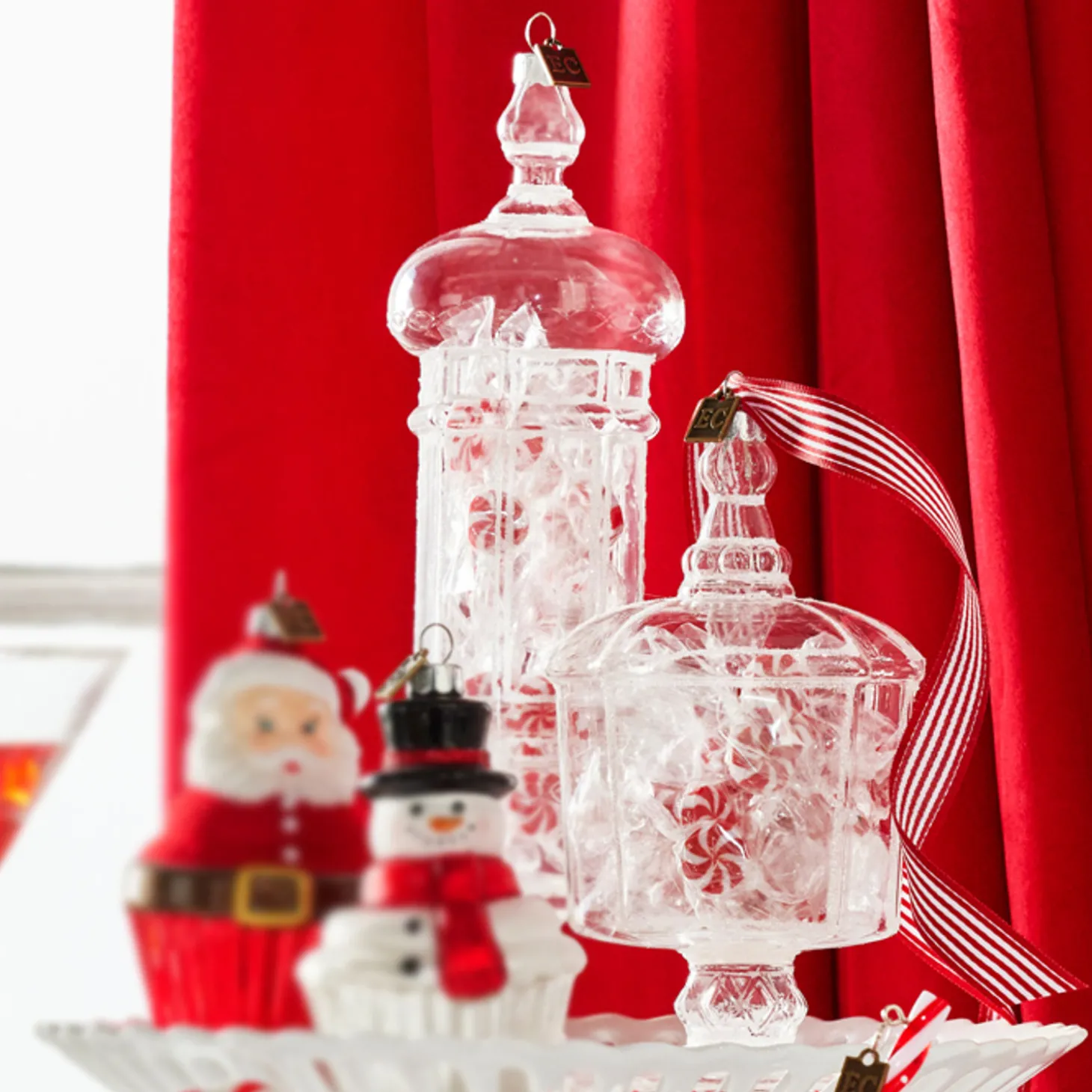 Raz Eric Cortina Small Or Large Christmas Candy Jar Glass Ornament