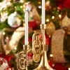 Raz Gold Horn Taper Christmas Candle Holders Set Of 2 4310185