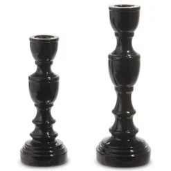 Raz High Shine Black Pillar Or Taper Halloween Candle Holders