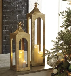 Raz Large 21" Or 29" Gold Lantern Christmas Decoration