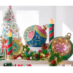 Raz Large Retro Reflector Ornament Lighted Christmas Decoration