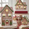 Raz LED Lighted Holiday Spice Gingerbread House Christmas House Figure