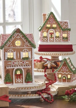 Raz LED Lighted Holiday Spice Gingerbread House Christmas House Figure