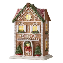 Raz LED Lighted Holiday Spice Gingerbread House Christmas House Figure