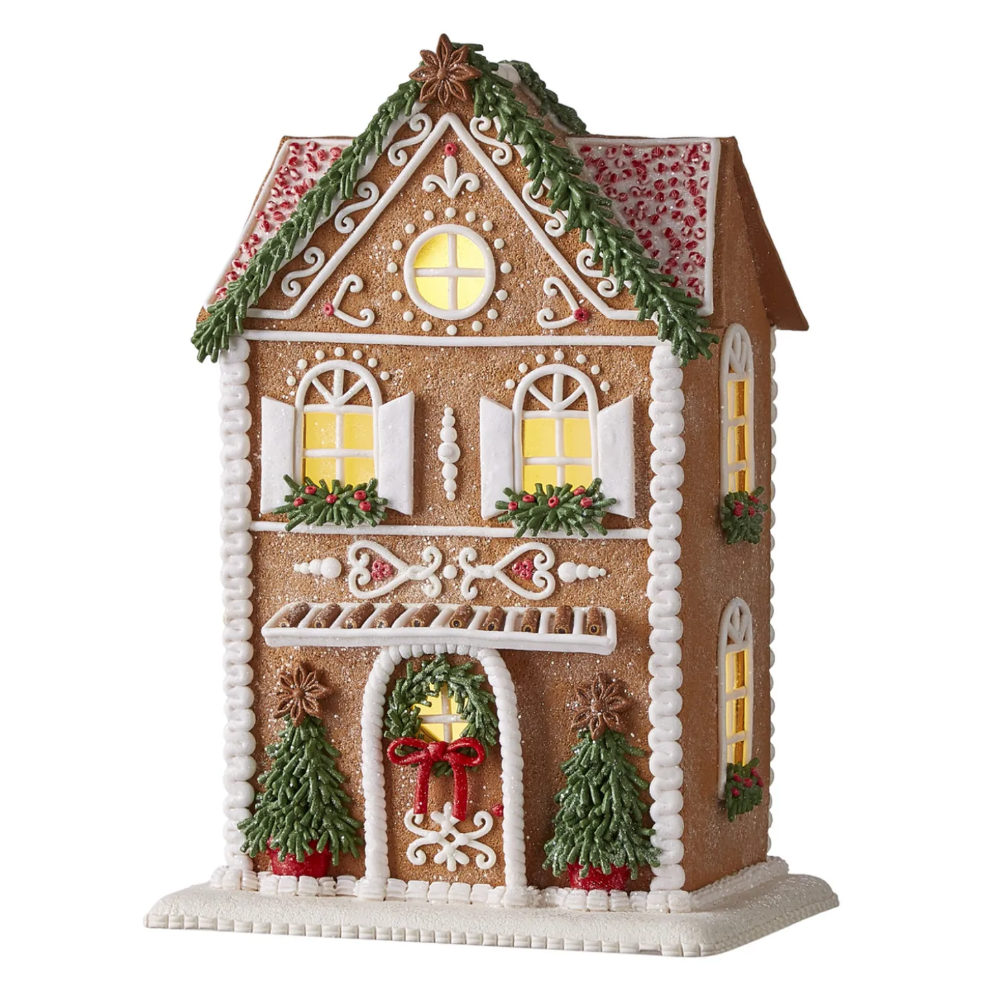 Raz LED Lighted Holiday Spice Gingerbread House Christmas House Figure