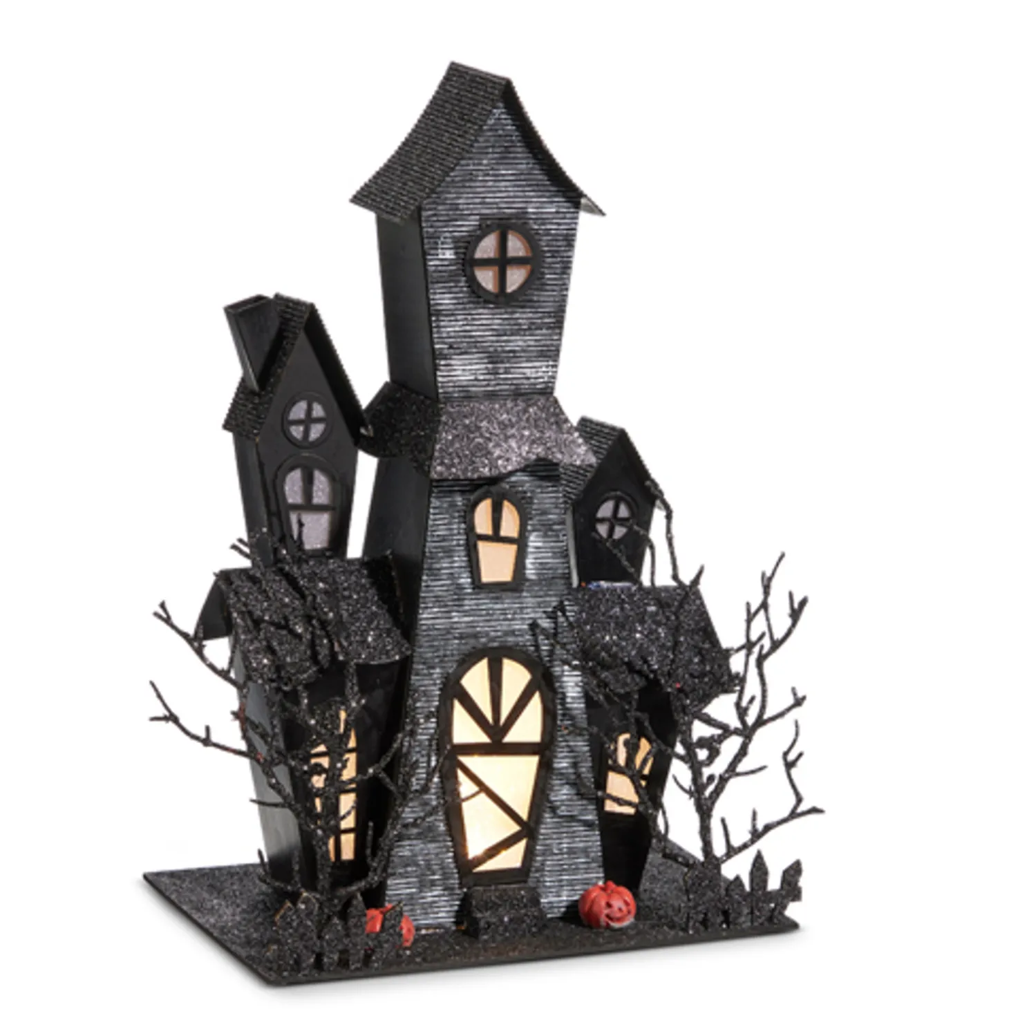 Raz Lighted Black Haunted House Halloween Decorations