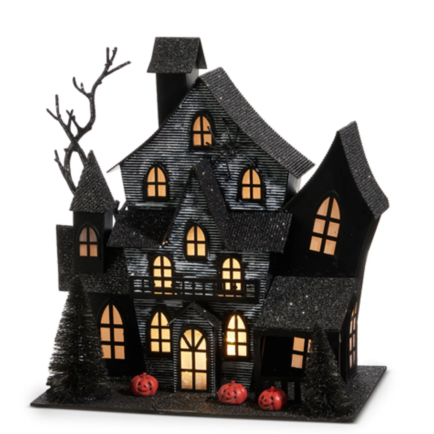 Raz Lighted Black Haunted House Halloween Decorations