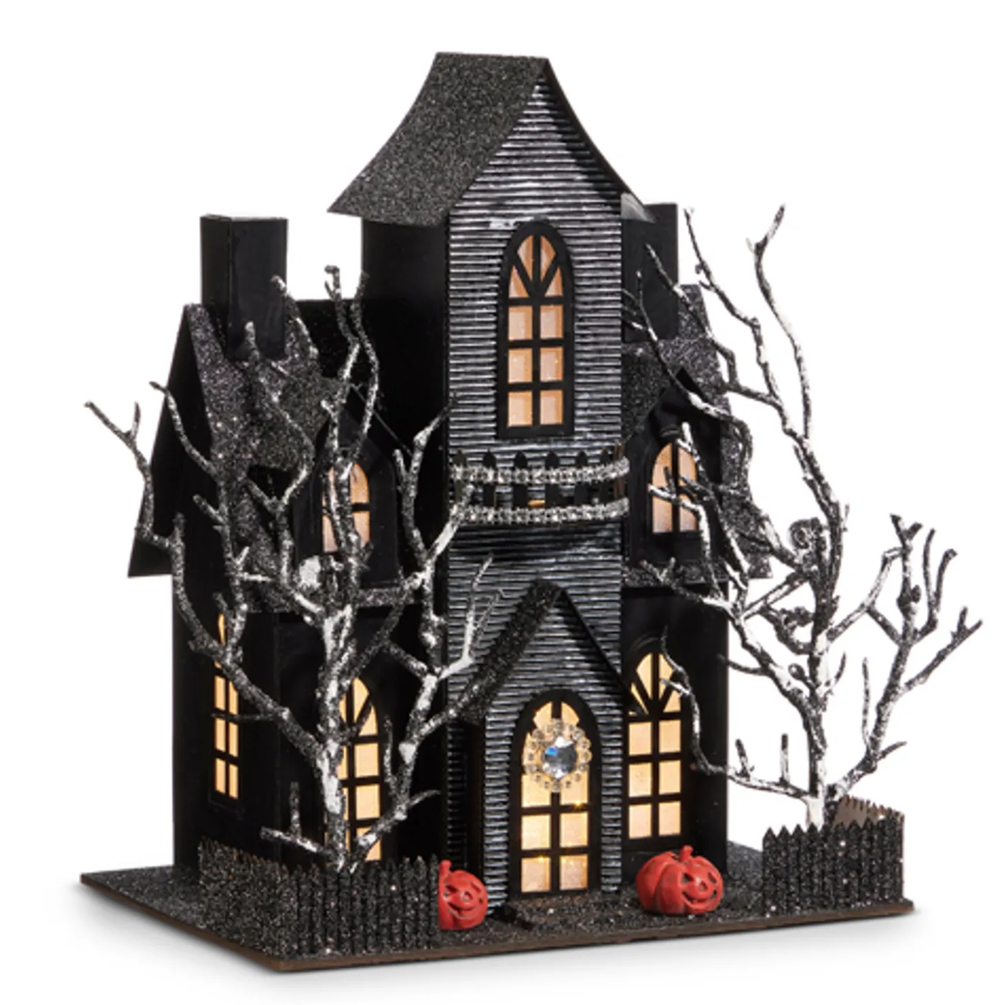 Raz Lighted Black Haunted House Halloween Decorations
