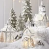Raz Lighted Silver Church Or Pagoda Glass Christmas House Decoration