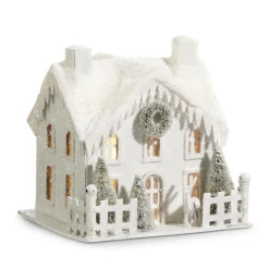 Raz Lighted Snowy Cardboard Christmas House Decoration
