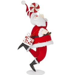 Raz Metal Candy Cane Santa Christmas Figure Decoration