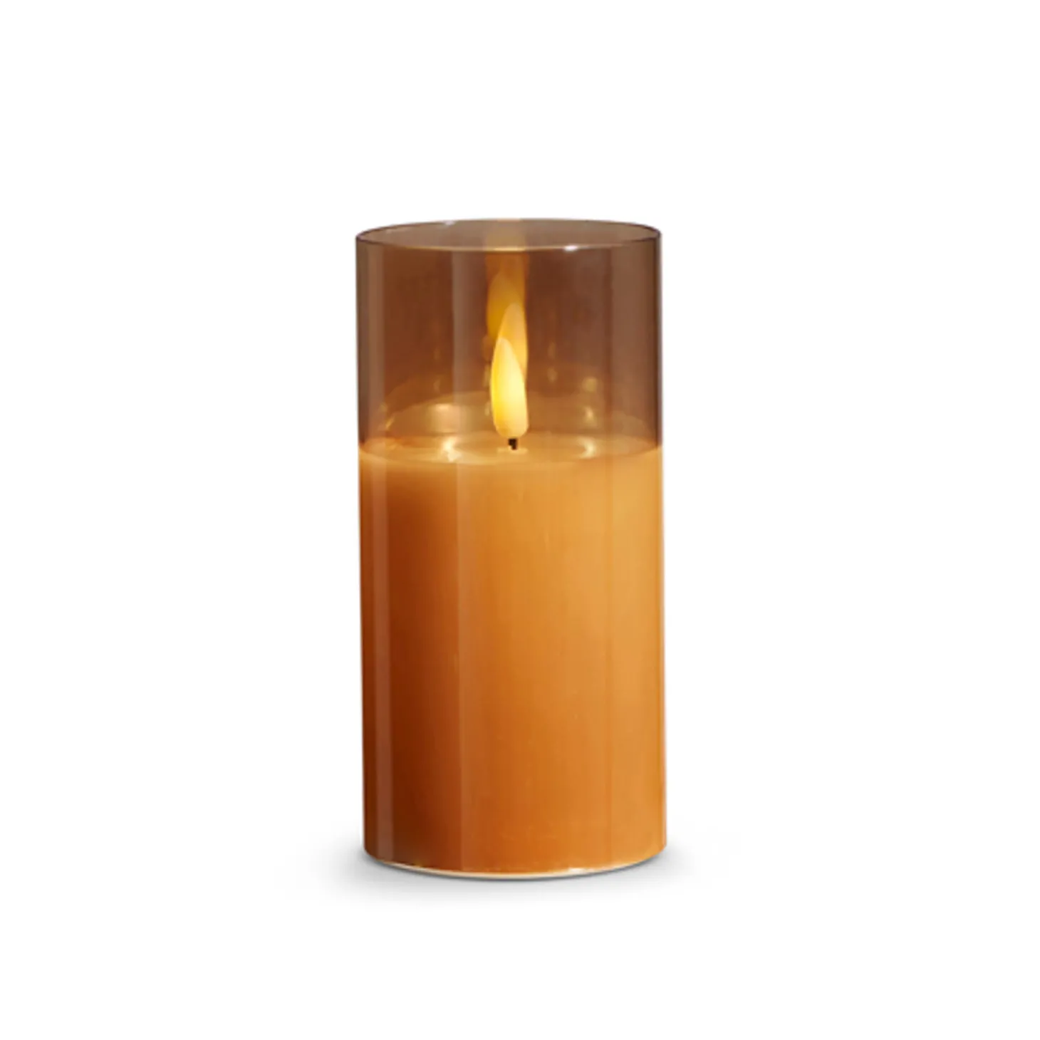 Raz Pillar Battery Operated Flickering Candle In Gold Glass