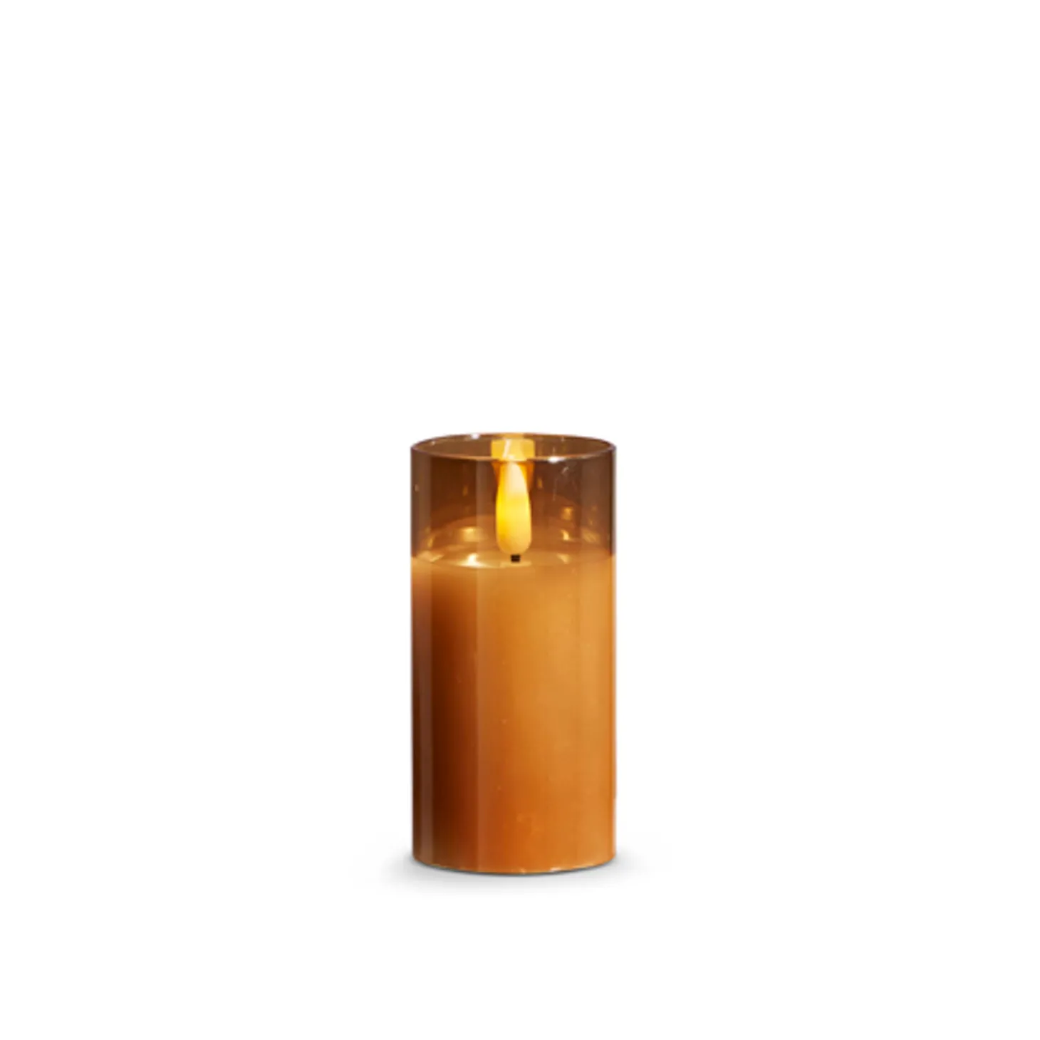 Raz Pillar Battery Operated Flickering Candle In Gold Glass