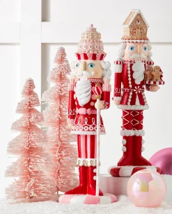 Raz Pink And Red Large Gingerbread Nutcracker Christmas Figures