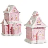 Raz Pink And White Lighted Christmas Gingerbread House Decoration
