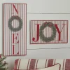 Raz Red And White Striped Joy Or Noel Metal Framed Christmas Sign