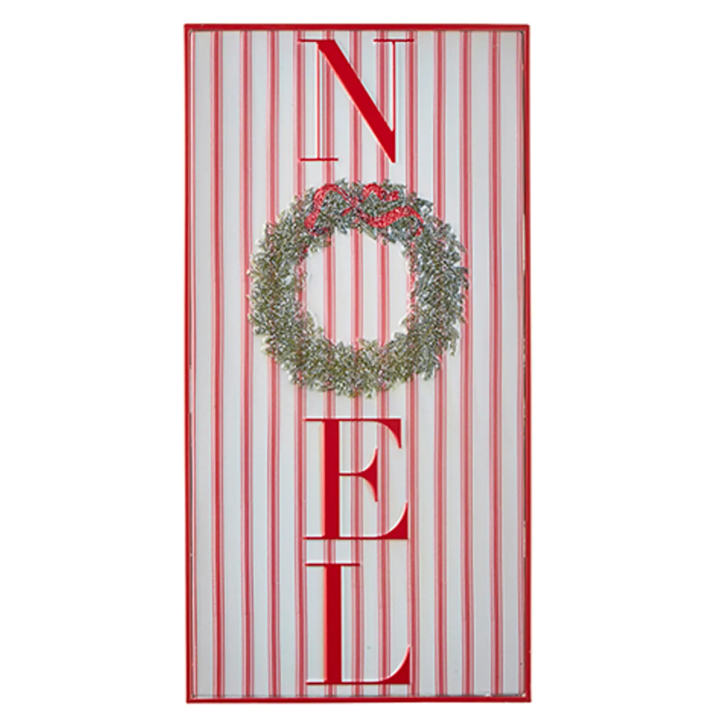 Raz Red And White Striped Joy Or Noel Metal Framed Christmas Sign