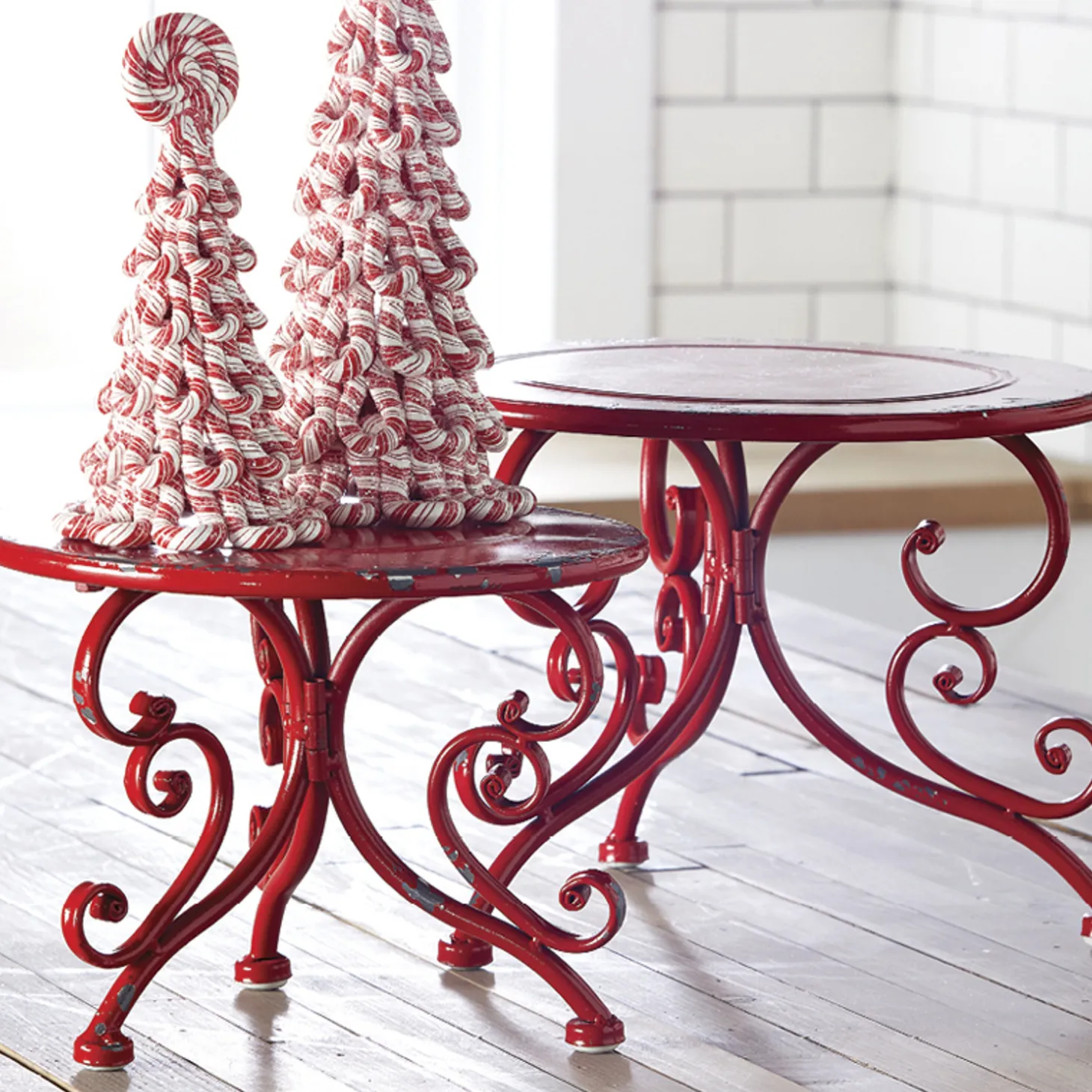 Raz Red Iron Riser Christmas Home Decoration Set Of 2 3928899