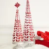 Raz Red Jeweled Tree With Silver Glitter Set Of 2 4313507