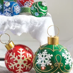 Raz Red Or Green LED Lighted Ornament Christmas Decorations