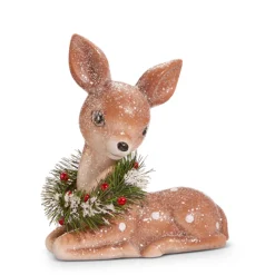 Raz Retro Deer With Wreath Vintage Christmas Figure